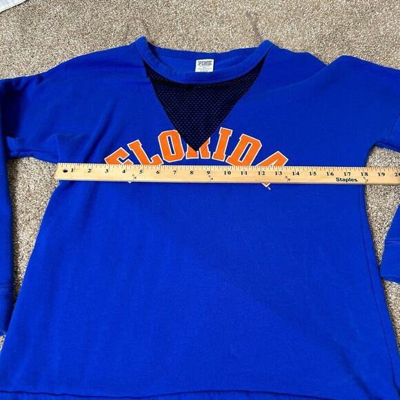 Victoria's Secret PINK Florida Gators sweatshirt Mesh V-Neck Blue/Orange Boxy XS - Picture 6 of 9